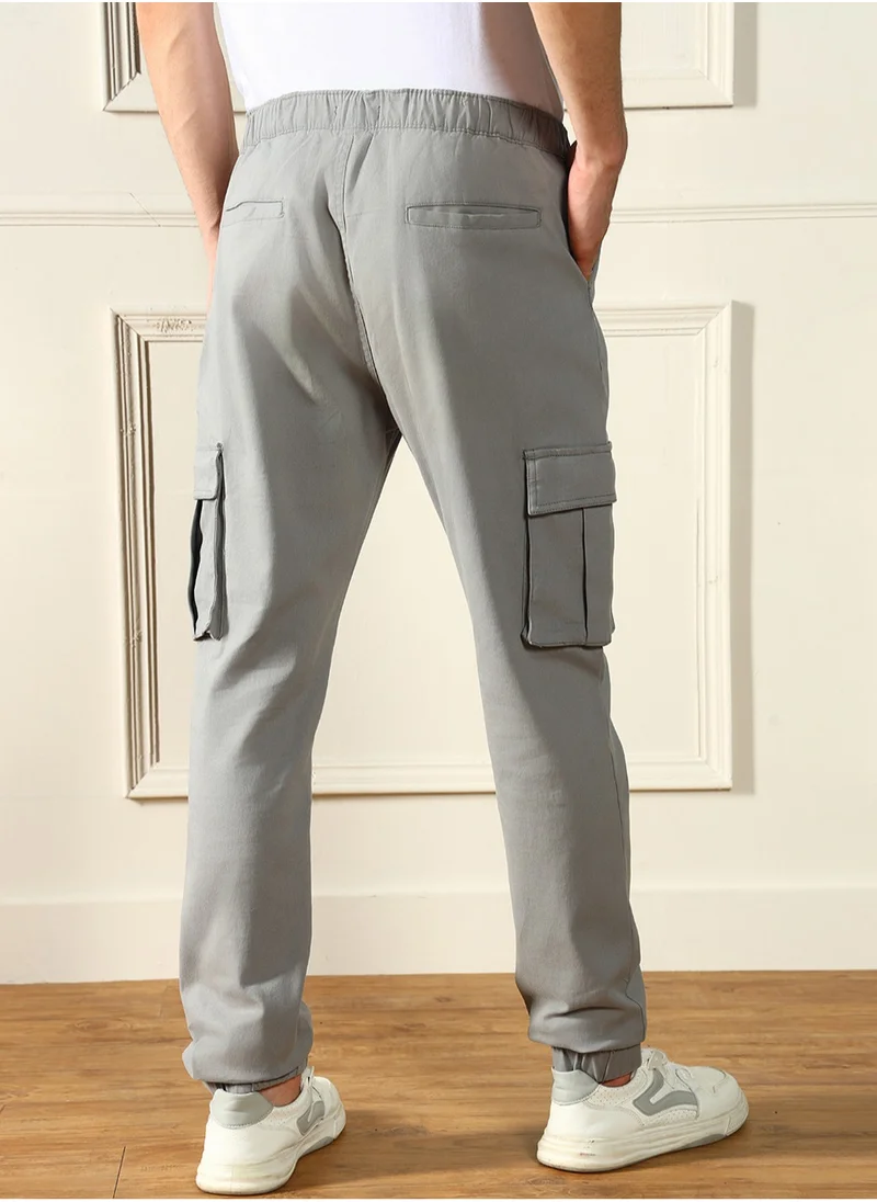 دينيس لينغو Mid Grey Casual Trouser for Men, Slim Fit