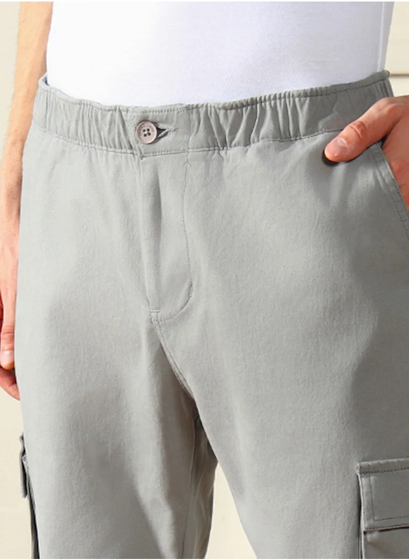 دينيس لينغو Mid Grey Casual Trouser for Men, Slim Fit