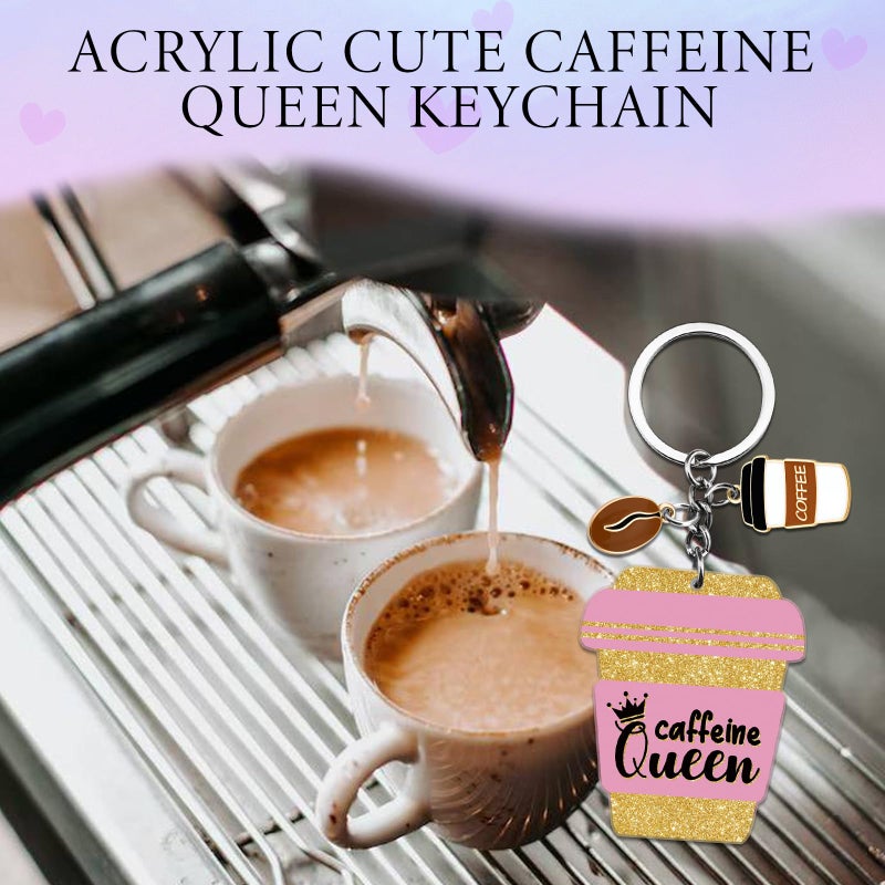 SUDIKUB Coffee Gifts For Women Mom Girl Wife Friend Acrylic Cute Coffee Keychain Caffeine Queen Keyring Coffees Lover Gifts For Coffees Drinkers Christmas Birthday Gift - Image 4