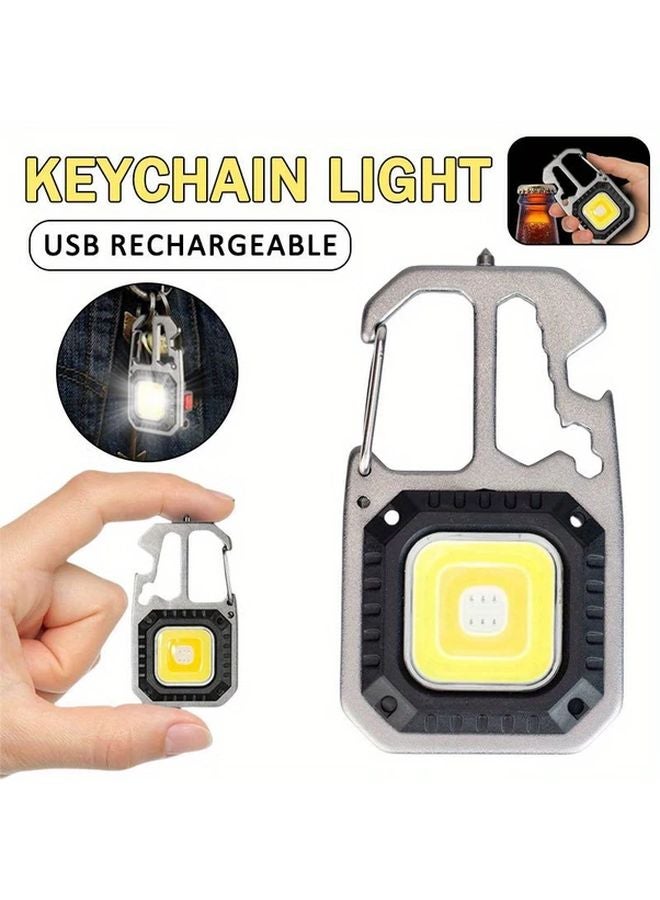 USB Rechargeable LED Keychain Lamp With COB Floodlight Magnet Base Battery Indicator - Image 2