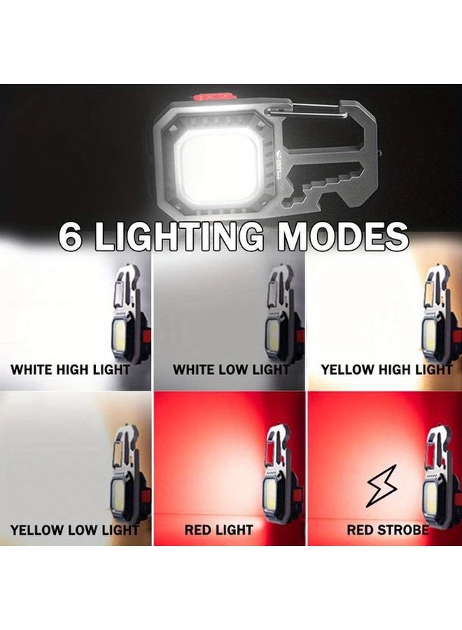 USB Rechargeable LED Keychain Lamp With COB Floodlight Magnet Base Battery Indicator - Image 5