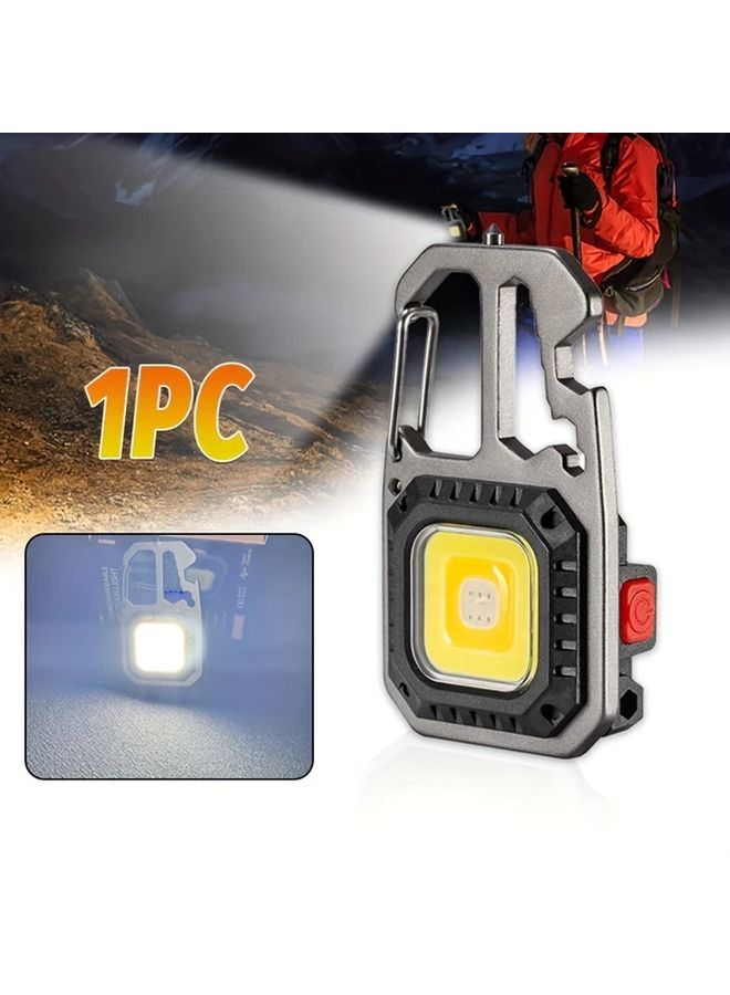 USB Rechargeable LED Keychain Lamp With COB Floodlight Magnet Base Battery Indicator - Image 1