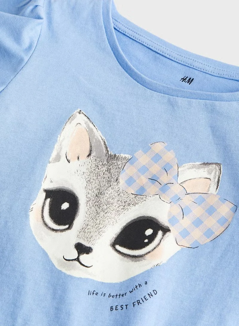 H&M Kids Cat Print Top