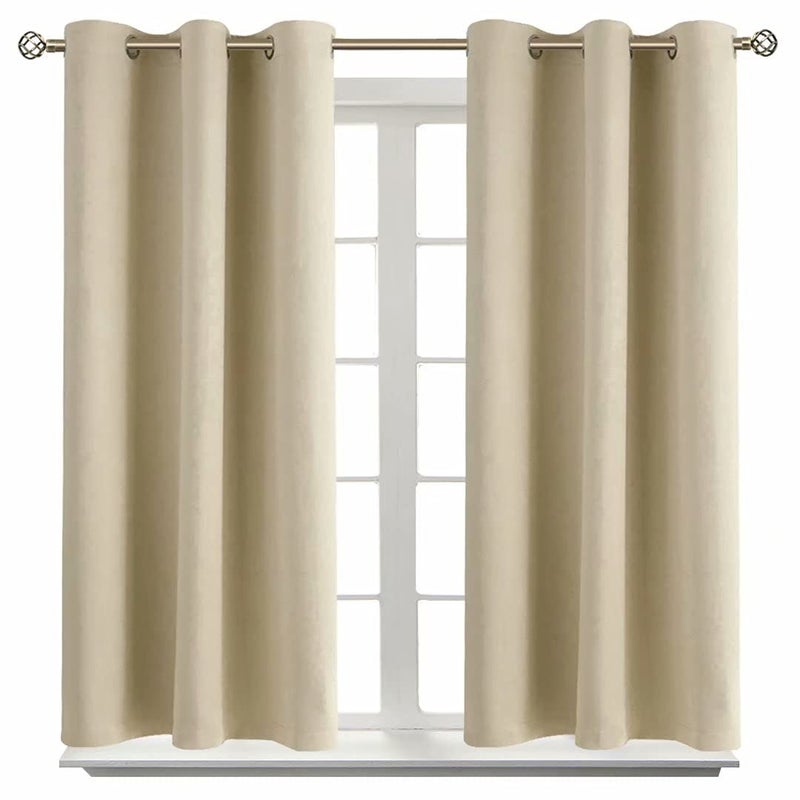 BGment Room Darkening Curtains 54 Inches Long - Grommet Thermal Insulated Drapes Window Treatment Curtains for Bedroom  2 Panels  38 x 54 Inch  Beige - Image 1