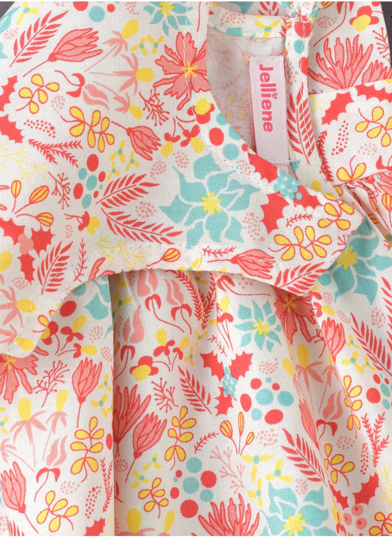Jelliene Sunny Smiles: Girls' Breezy Woven Dress Comfy Style & Spring Adventures  - Image 3
