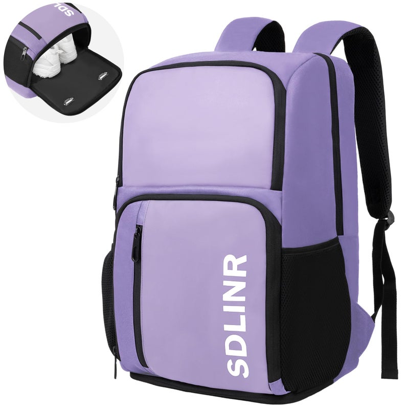 SDLINR Pickleball Bag Fits 4 to 10 Paddles, Large Pickleball Backpack with Shoe Compartment and Fence Hook, Pickle ball Gifts for Men Women (Purple) - Image 1