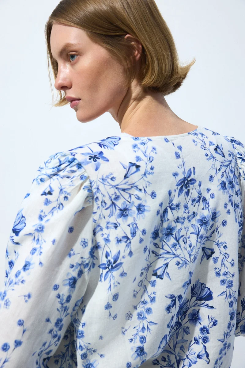 H&M  Linen-blend blouse for Women | Best Price UAE