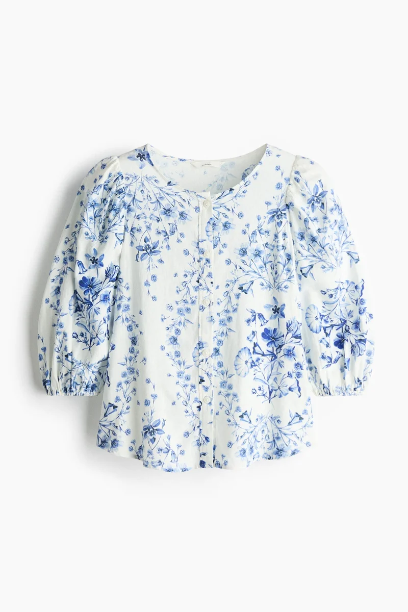 H&M  Linen-blend blouse for Women | Best Price UAE