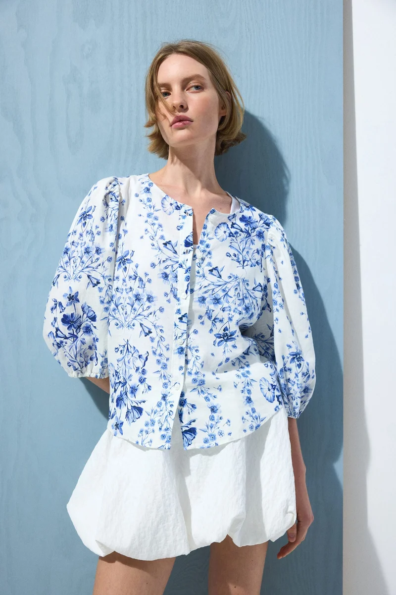H&M  Linen-blend blouse for Women | Best Price UAE
