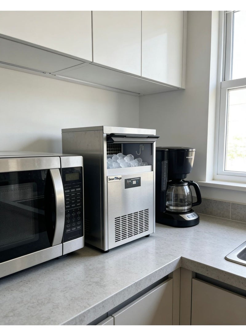 سنو فيلج قرية سنو Snow Village KB-30 آلة صنع ثلج مكعبات تجارية، مستقلة، بسعة إنتاج 30 كجم/24 ساعة، مع خزان لتخزين الثلج، مبردة هوائيًا، بقوة 190 واط، من الفولاذ المقاوم للصدأ، للمطاعم والمقاهي والحانات. - Image 4