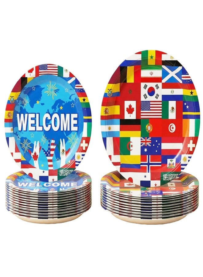 QZV 80PCS World Cup Paper Plates,40pcs 9 in,40pcs 7 in,International Flags Plates,Disposable Paper Dessert Plates Supplies Decorations Tableware for FIFA World Cup Party Decorations - Image 1