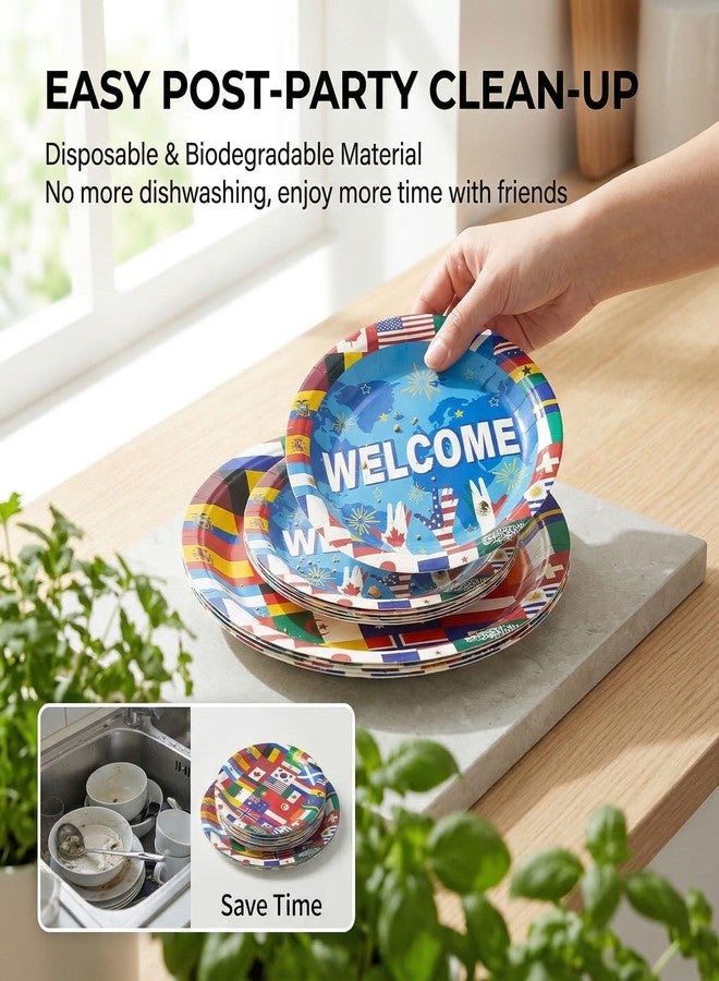 QZV 80PCS World Cup Paper Plates,40pcs 9 in,40pcs 7 in,International Flags Plates,Disposable Paper Dessert Plates Supplies Decorations Tableware for FIFA World Cup Party Decorations - Image 4