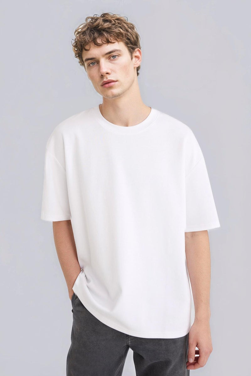DeFacto White Man Oversize Crew Neck Short Sleeve T-Shirt Casual - Image 5