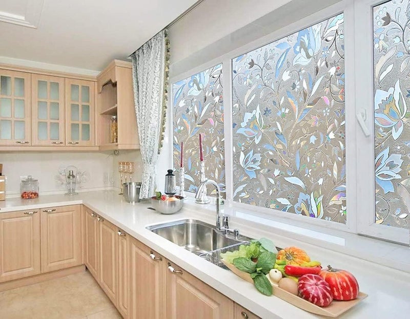 Niviy Excellent Quality 3D Static Cling Window Film Non-Adhesive Window Covering Decorative Flower Privacy Film for Window 29.5"x 118" - Image 2
