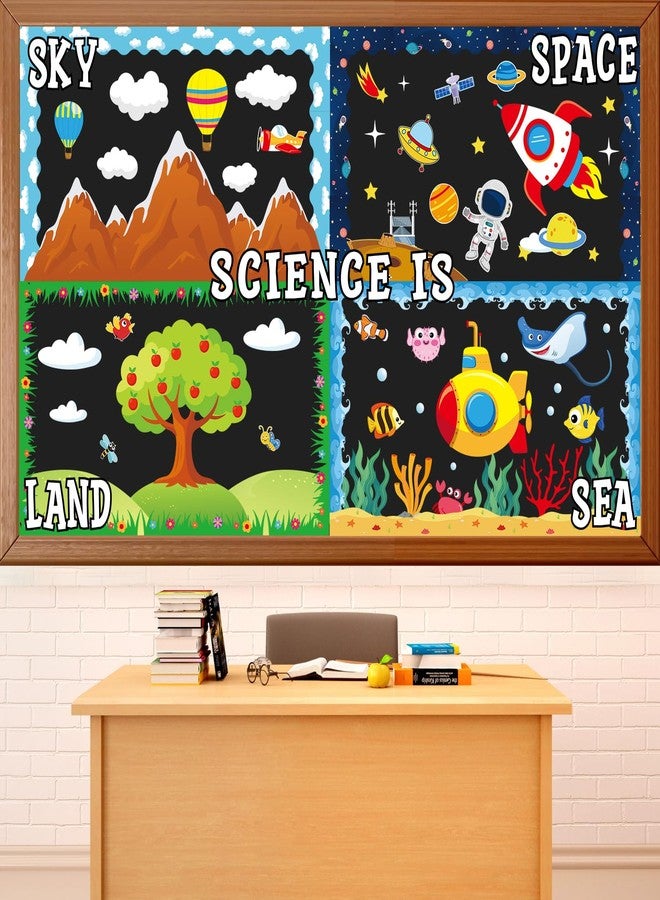 ojustbeok Science Bulletin Board Decorations Science is Everywhere Classroom Bulletin Board Set Sky Space Land Sea Theme Paper Cut Outs for Back to School Classrooms Office Home Decor Wall Door Supplies - Image 1