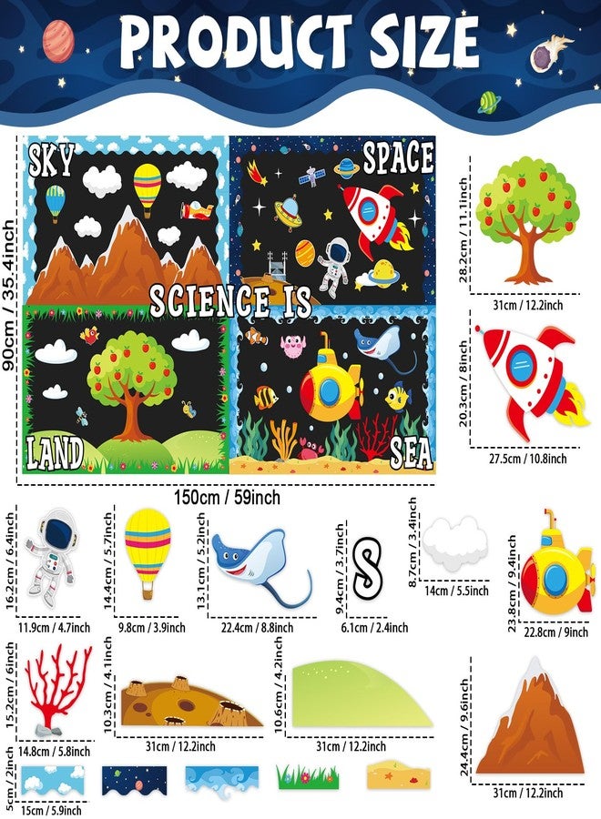 ojustbeok Science Bulletin Board Decorations Science is Everywhere Classroom Bulletin Board Set Sky Space Land Sea Theme Paper Cut Outs for Back to School Classrooms Office Home Decor Wall Door Supplies - Image 2