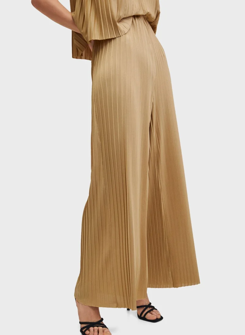 MANGO Pleated Wide Leg Pants