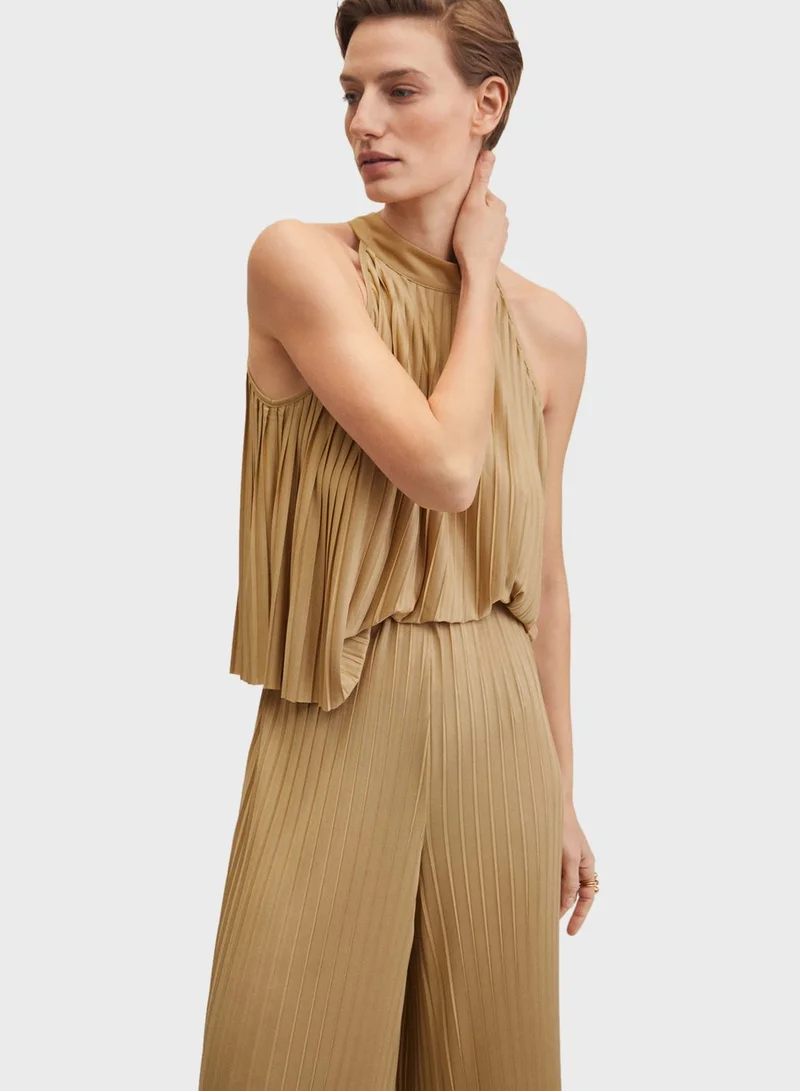 MANGO Pleated Wide Leg Pants