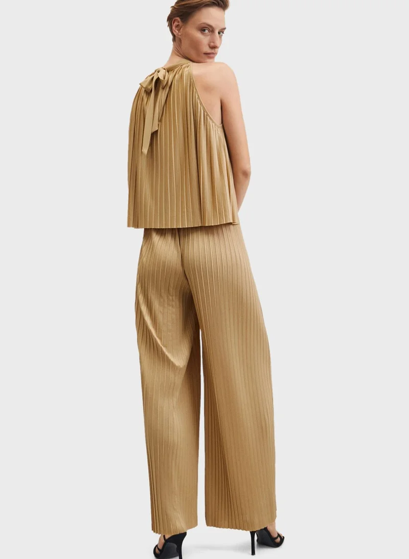 MANGO Pleated Wide Leg Pants