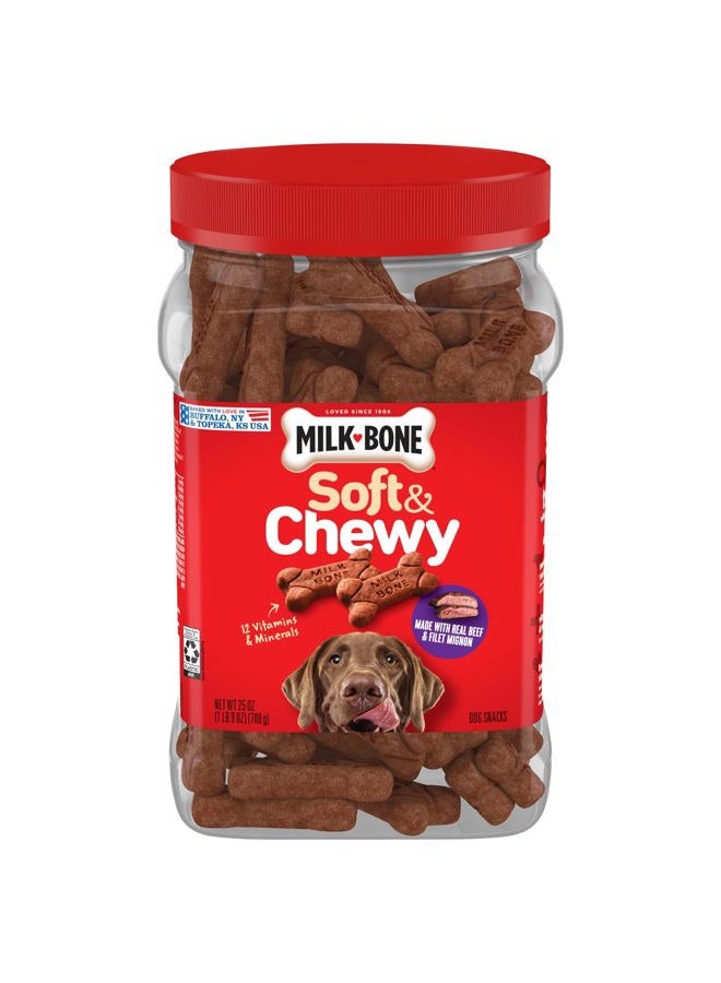MILK-BONE Soft & Chewy Dog Treats, Beef & Filet Mignon Recipe, 25 Ounce  - Image 1