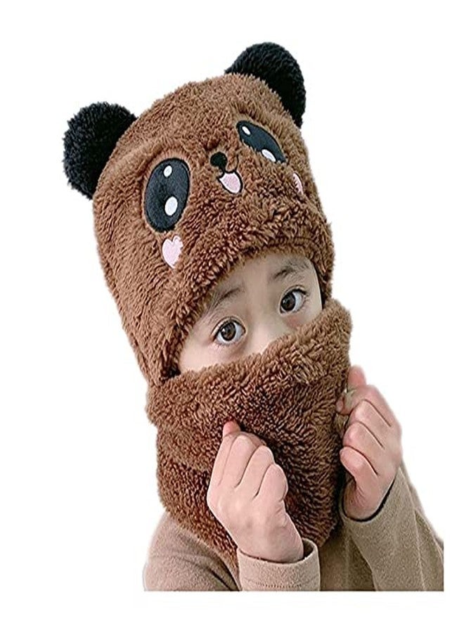 VOCADO New Vastra Lok - Kids Boy's & Girl's Hat Scarf Set Warm Fleece Knit Beanie Cap Scarf Mask Brown Color 5-6Year Kids - Image 4