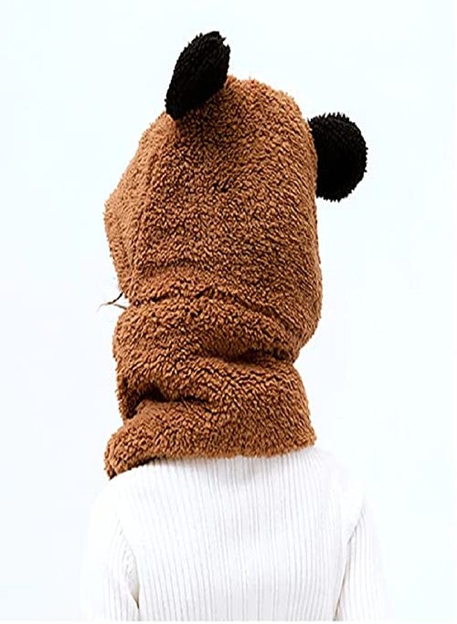 VOCADO New Vastra Lok - Kids Boy's & Girl's Hat Scarf Set Warm Fleece Knit Beanie Cap Scarf Mask Brown Color 5-6Year Kids - Image 3