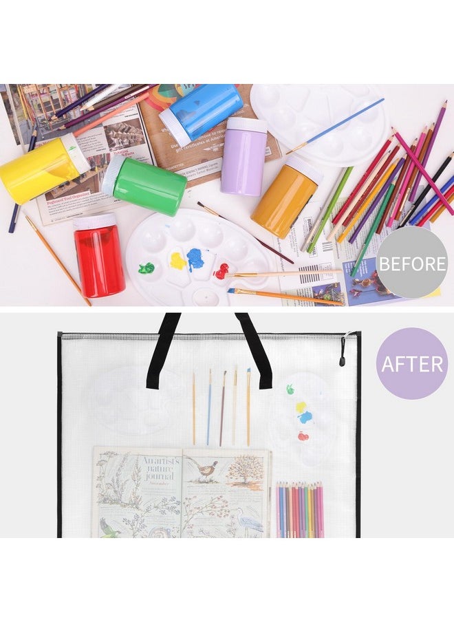 EOOUT 2 Pack 19x25 Inches Art Portfolio Case, Portfolio Folder for Artwork, Posters Storage Bag with Zipper and Handle Mesh Folder Organizers for Poster, Scrapbook, Keepsake and Bulletin Board