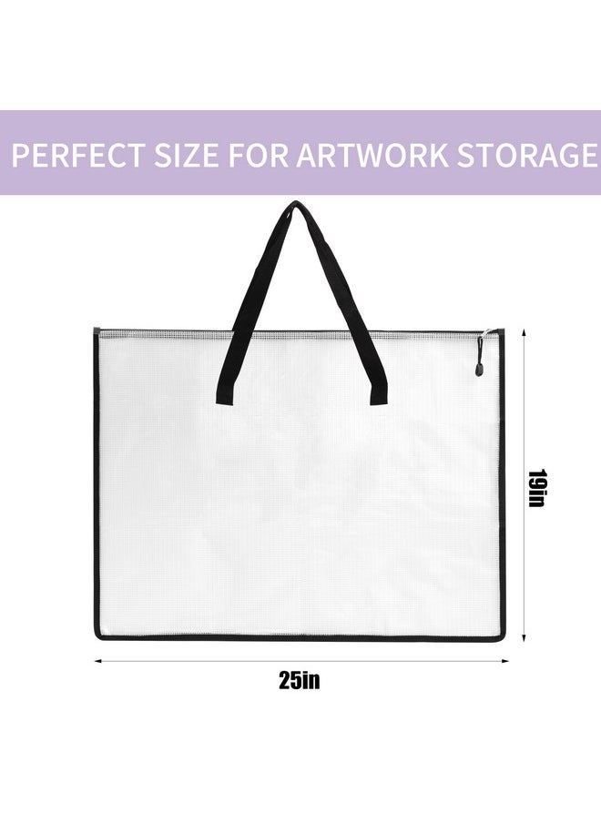 EOOUT 2 Pack 19x25 Inches Art Portfolio Case, Portfolio Folder for Artwork, Posters Storage Bag with Zipper and Handle Mesh Folder Organizers for Poster, Scrapbook, Keepsake and Bulletin Board