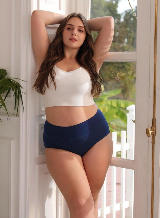 INNERSY Women's Plus Size XL-5XL Cotton Underwear High Waisted Briefs Panties 4-Pack, Earthy Sunset, 3XL - Image 3