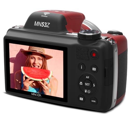 Minolta Pro Shot 16MP HD Digital Camera – 53x Optical Zoom, 1080p Full HD Video, Optical Stabilization, 3-inch LCD, Panorama, HDR, Face Detection, Smart Modes, 16GB Card (Red) - Image 5