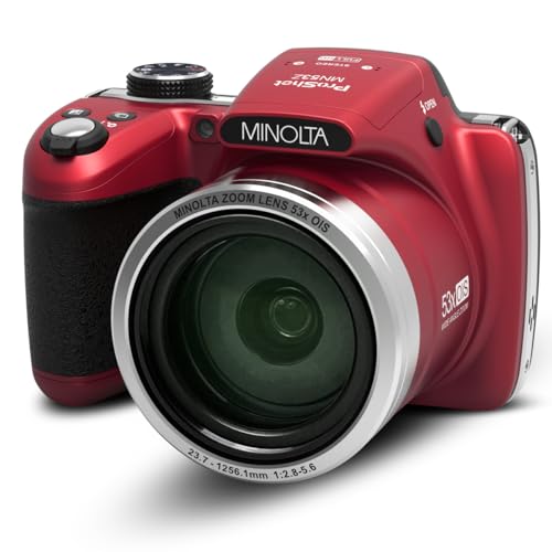Minolta Pro Shot 16MP HD Digital Camera – 53x Optical Zoom, 1080p Full HD Video, Optical Stabilization, 3-inch LCD, Panorama, HDR, Face Detection, Smart Modes, 16GB Card (Red) - Image 2
