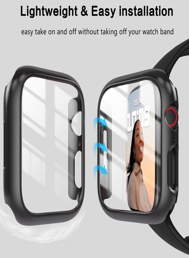 YMHML [ 2 Pack ] YMHML Case Compatible for Apple Watch Series 8 Series 7 45mm with Screen Protector, Hard PC Full Cover Tempered Glass Protector for Apple Watch Series 8 Series 7 Accessories, Black - Image 4