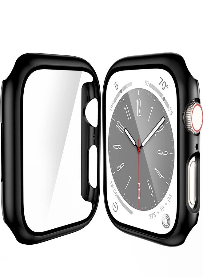 YMHML [ 2 Pack ] YMHML Case Compatible for Apple Watch Series 8 Series 7 45mm with Screen Protector, Hard PC Full Cover Tempered Glass Protector for Apple Watch Series 8 Series 7 Accessories, Black - Image 1