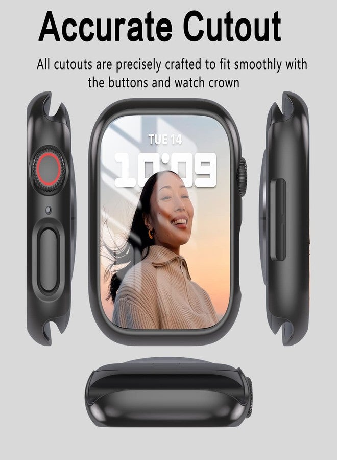 YMHML [ 2 Pack ] YMHML Case Compatible for Apple Watch Series 8 Series 7 45mm with Screen Protector, Hard PC Full Cover Tempered Glass Protector for Apple Watch Series 8 Series 7 Accessories, Black - Image 5