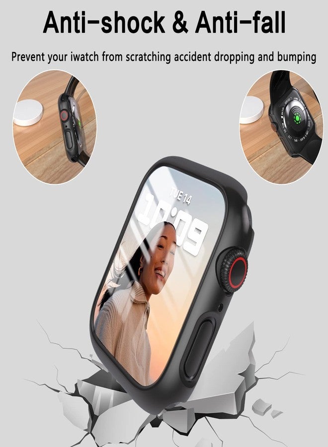 YMHML [ 2 Pack ] YMHML Case Compatible for Apple Watch Series 8 Series 7 45mm with Screen Protector, Hard PC Full Cover Tempered Glass Protector for Apple Watch Series 8 Series 7 Accessories, Black - Image 3