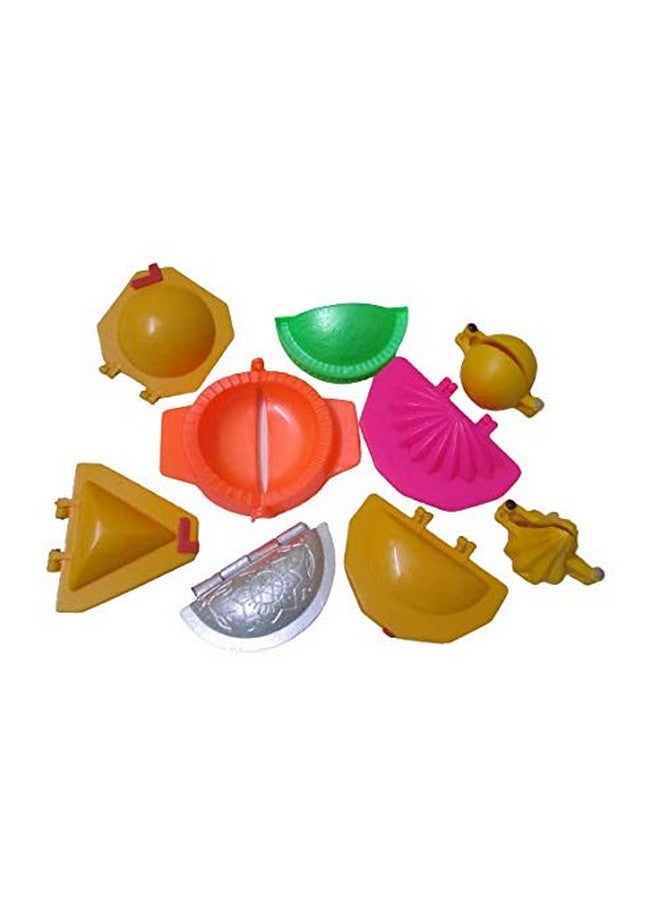 A2S Multi Mold Combo of 9 Piece Gujiya (5 Different Types) with 1 Modak, 1 Laddu, 1 Samosa and 1 Kachori Plastic