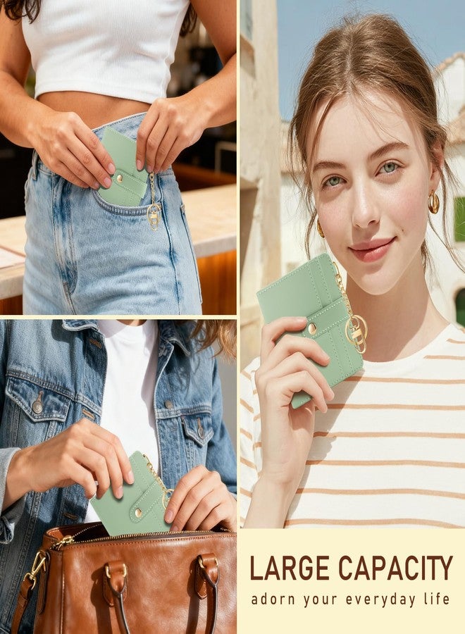 Jogjam Rfid Women Wallet, Small Slim Thin Credit Card Wallet, PU Leather Bifold Cash Zipper Coin Pocket ID Window, for Female Ladies Teen Girls Girly Gifts, A Green, Modern - Image 2