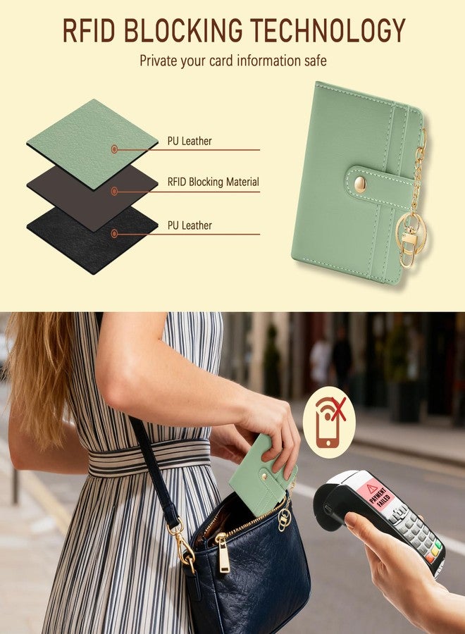 Jogjam Rfid Women Wallet, Small Slim Thin Credit Card Wallet, PU Leather Bifold Cash Zipper Coin Pocket ID Window, for Female Ladies Teen Girls Girly Gifts, A Green, Modern - Image 3