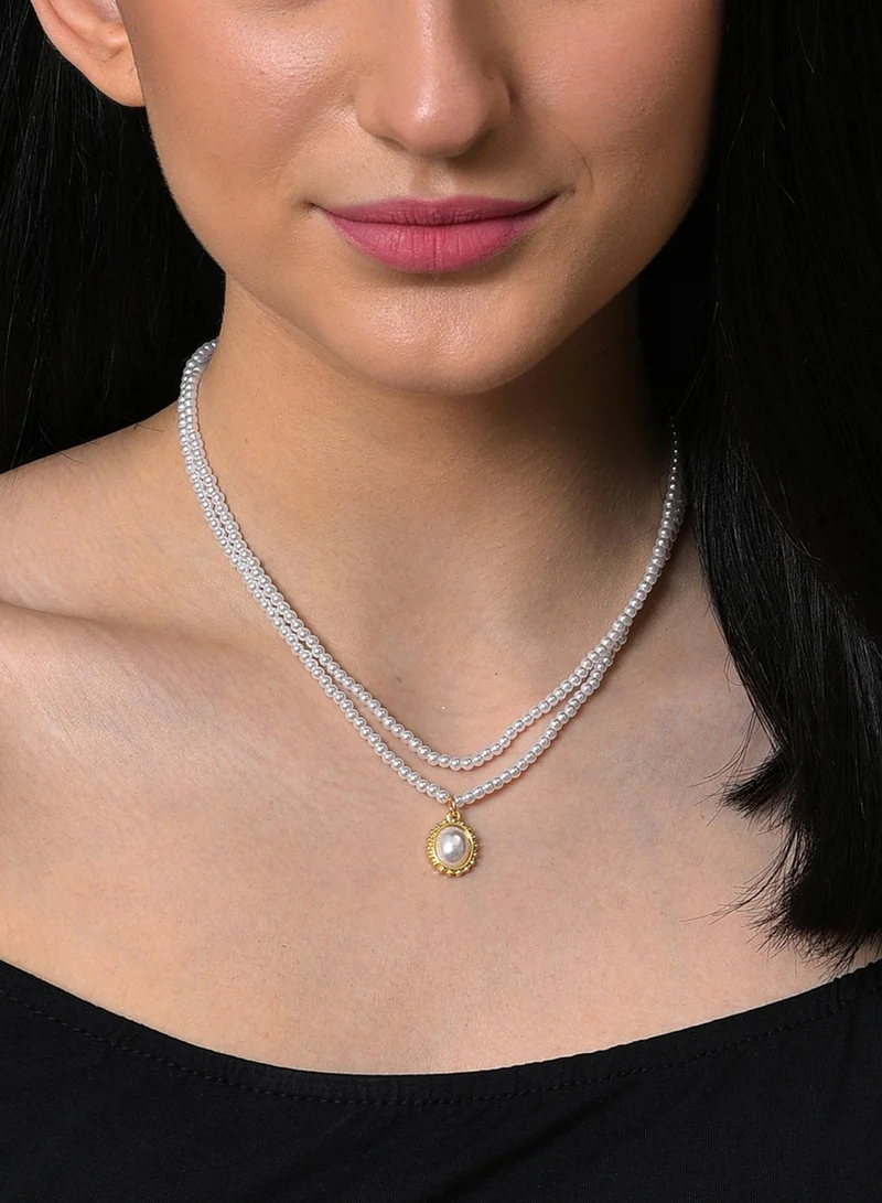 سوهي قلادة عصرية بيضاء مجوهرات اصطناعية