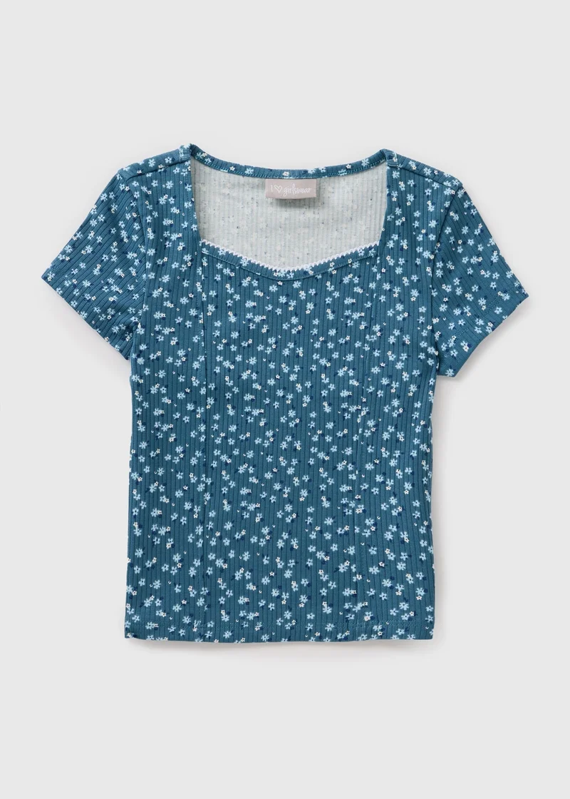 Matalan Girls Blue Ditsy Floral T-Shirt