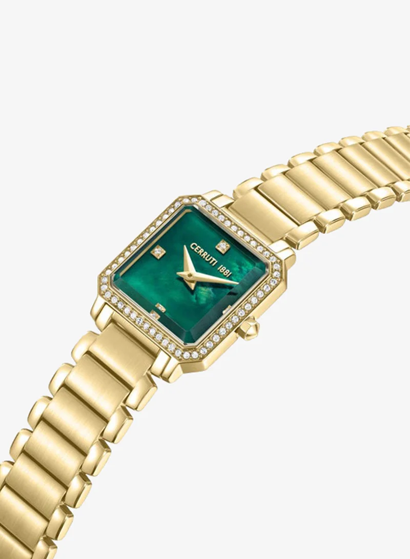 شيروتي 1881 Perugia Yellow Gold Plated Stainless Steel Bracelet Analog Watch for Women, 22mm