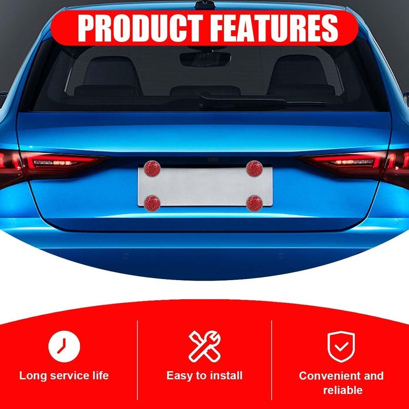 LHDOS Bling Car Licence Plate Screws Kit, Rhinestone Licence Plates Frame Fasteners, Aluminum Alloy Car Tag License Plate Bolt Cap Washer, Auto Decorative Accessories for Vehicle Truck Motorcycle (Red) Moisture wear upgraded quality - Image 3