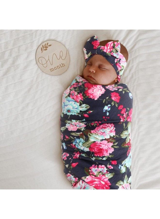 DRESHOW Bqubo Newborn Floral Receiving Blankets 3 Sets Newborn Baby Swaddling With Bow Headbands Sleepsack Toddler Warm  - Image 5