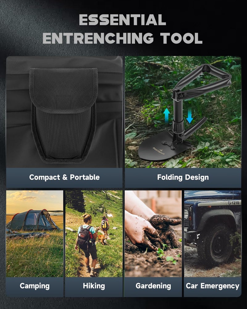 DARTMOOR Mini Folding Shovel High Carbon Steel, Portable Lightweight Outdoor Tactical Survival Foldable Mini Shovel, Entrenching Tool, Camping, Hiking, Digging, Backpacking, Car Emergency - Image 3