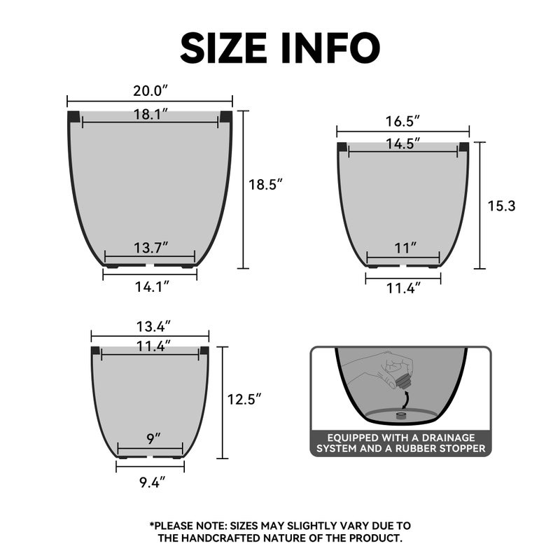 Kante Large Round Concrete Planter, 16.5" Dia Classic-Style Plant Pot with Drainage Hole, Ideal for Home, Patio, Garden, Flowers, Trees, Concrete Gray - Image 2
