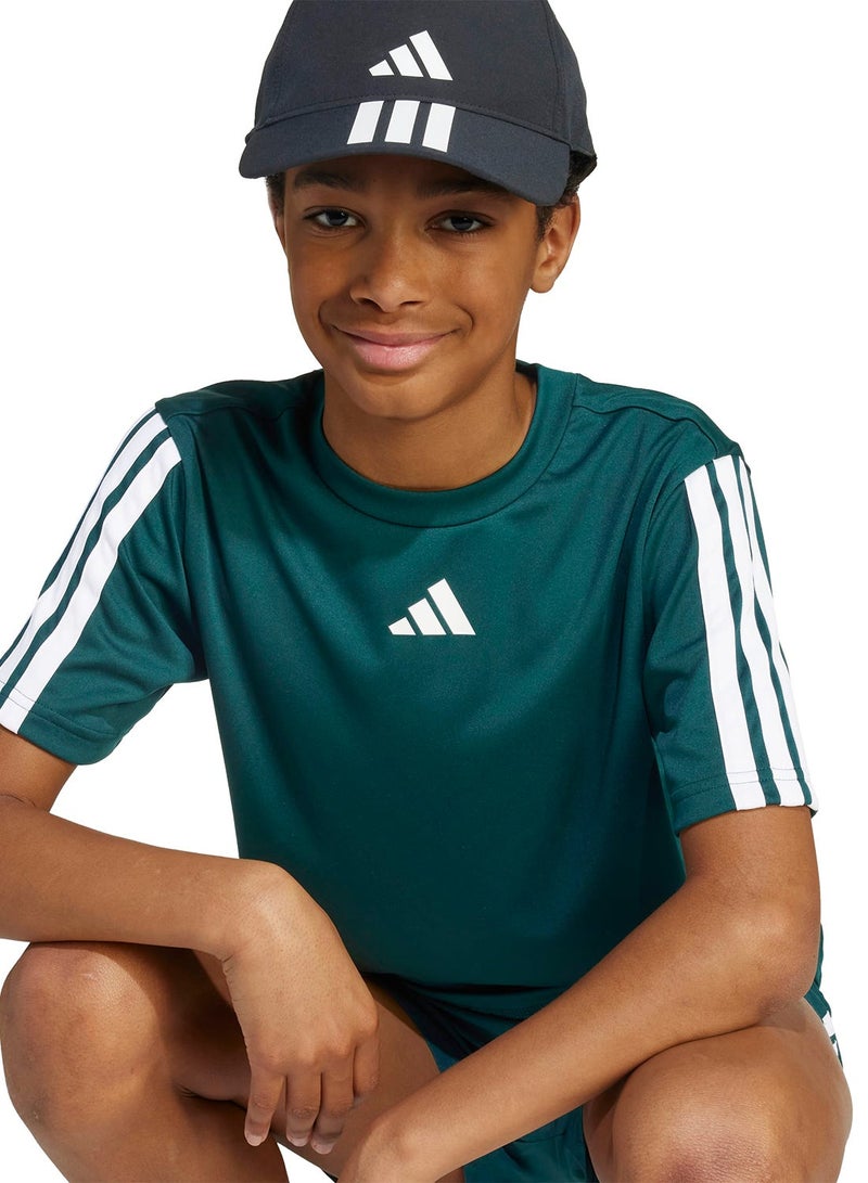 Adidas Youth Training Essential 3 Stripe T-Shirt - Image 4