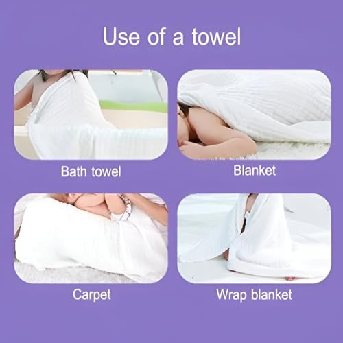 JUST GOODS Organic 100% Cotton Muslin Baby Bath Towel - Super Absorbent, Extra Soft, Eco-Friendly, Multi-Use for Newborns, Infants, Kids Boys & Girls - 105x105 CM 【Multicolour】 - Image 4