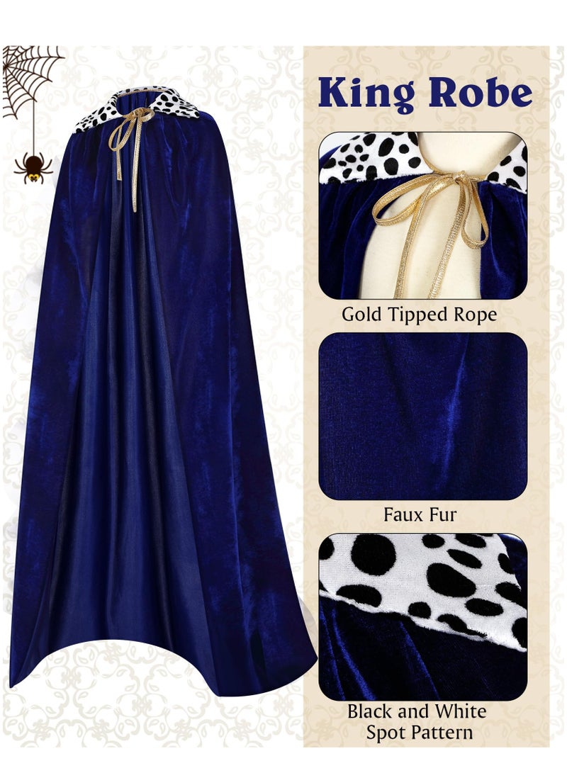 KASTWAVE 3 Pcs Kid Adult King Cape Costume Set Men Medieval King Robe Cape Regal Crown Scepter for Carnival Mardi Gras Cosplay - Image 4