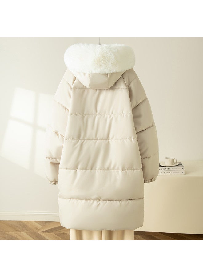 Fapai Women's Cotton Jacket Autumn Winter Warm Comfortable Women's Cotton Coat Outerwear Simple Mid-length - Image 3