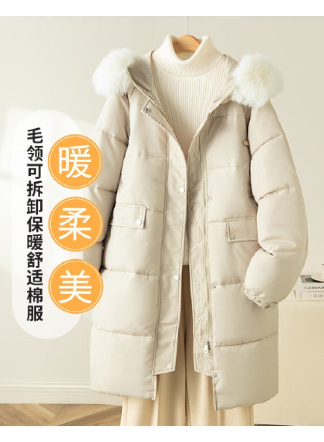 Fapai Women's Cotton Jacket Autumn Winter Warm Comfortable Women's Cotton Coat Outerwear Simple Mid-length - Image 1